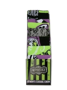 Beetlejuice Movie CREW SOCKS 6 Pair Men Size 8-12 Bioworld NEW Character Socks. - Picture 1 of 4