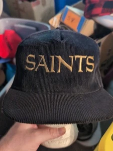 Vintage Orleans Saints StarLine NFL Corduroy Snapback Adjustable Hat Black - Picture 1 of 6