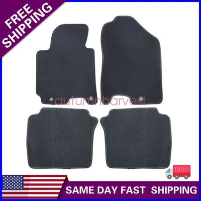 New For 2014-2018 Kia Forte Front & Rear Velour Floor Mats Carpet Black 4PCS - Image 1 of 4