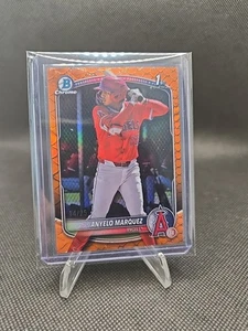 2025 Bowman Chrome Anyelo Marquez 1st Orange Reptilian/ 25 LA ANGELS - Picture 1 of 3