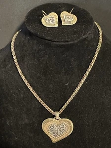 Antik Gold und Silber großes Herz Anhänger Halskette, Liebe, Glück, Schicksal - Bild 1 von 16