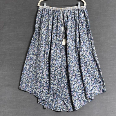 American Eagle Skirt XL Blue Pink Floral Midi High Low Boho Cotton Midi Cottage - Image 1 of 4
