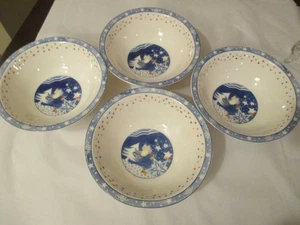 Época Noritake Mr Muñeco de Nieve Juego de 4 CUENCOS DE CEREALES Muñeco de Nieve Árbol Usado - Imagen 1 de 8