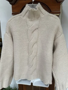 SUÉTER DE PUNTO CON CABLE ZARA GRUESO CRUDO MEDIANO NUEVO SIN ETIQUETAS ABERTURAS LATERALES VOLUMINOSAS - Imagen 1 de 10