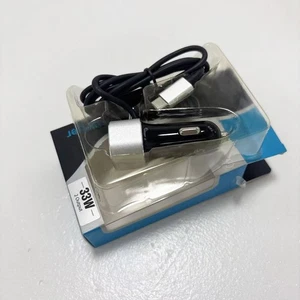 Fast Adaptive QC 3.0 Car Charger Adapter+Type C USB Data Cable (Black) 33W 5V - Picture 1 of 5