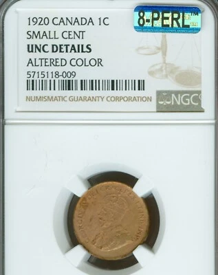 1920 CANADA CENT NGC MS63 64 ALTERED COLOR RARE MAC 8PERL 1ST STRIKE . - Image 1 of 2