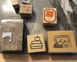 Estampillas de goma punta tic tac, manzana en libros, números de alfabeto 1-9 lote escolar 41 piezas - Imagen 1 de 5