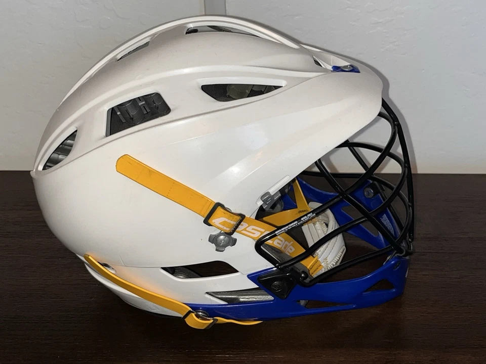 Cascade PRO7 Lacrosse Helmet White w/ Blue - Image 1 of 4