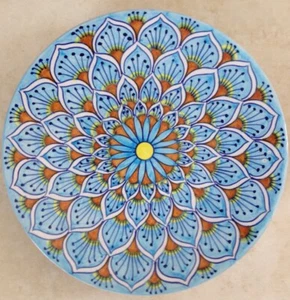SAMBUCO MARIO Set 3 Nesting Bowls Peacock Blue Hand Painted Deruta Italy New - Picture 1 of 5