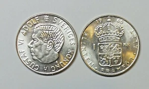 SWEDEN : KRONOR 1965. UNC.. 0.400 SILVER.   KM 826.    FREE SHIPPING. - Picture 1 of 3