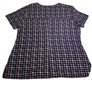 Scrubstar Black, Pink, Purple, Polka Dot Top Medium V-Neck Healthcare Uniform - Picture 1 of 8
