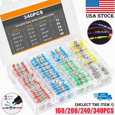 340/500Pcs Heat Shrink Solder Wire Connectors Kit Waterproof Seal Butt Terminals - Image 1 of 4