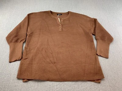 Moda Suéter Tejido Acanalado Apretado Manga Princesa Mujer XXL Marrón Suave Elastizado Foto 1 de 4