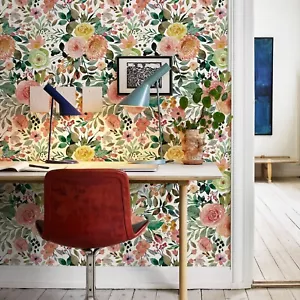 Jiffdiff Peel and Stick Wallpaper 17.3X393" Watercolor Floral Sticker Home Decor - Picture 1 of 9