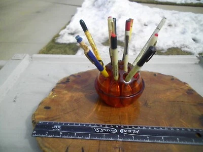 LOT OF 10 VINTAGE CELLULOID ADVERTISING MECHANICAL PENCILS + PINK GLASS FROG - Image 1 of 4