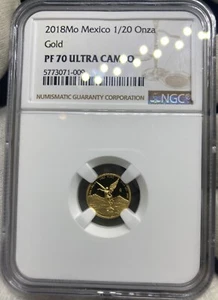 2018 Mexico GOLD NGC 1/20oz Proof PF70 Ultra Cameo! RARE Low mintage! - Picture 1 of 5
