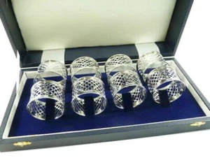 BROADWAY & Co - Sterling Silber - 8 SERVIETTEN- oder Servietten-RINGE - Korbgeflecht - Bild 1 von 4