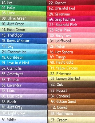 Wool Mix Craft Felt : 9" x 9" (22.5cm x 22.5cm) Square - choice of 45+ colours - Image 1 of 3