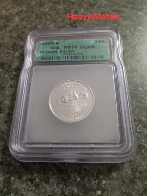 2002-S INDIANA Silver Proof Quarter PR70 ICG Nice LOW PRICE!! - Image 1 of 4