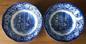 2 ciotole da dessert Staffordshire Liberty Blue England 5" Betsy Ross frutta BOWL X2 - Foto 1 di 6
