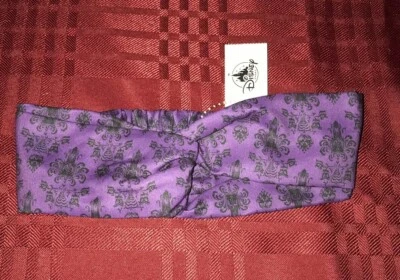 Papel pintado mansión embrujada de los parques de Disney diadema/envoltura para la cabeza púrpura y negra Foto 1 de 3
