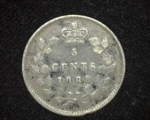 CANADA 1888 SILVER 5 CENTS KM2 FINE ~T10 - Picture 1 of 2