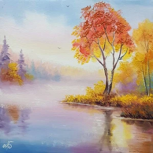 Autumn Ukrainian Artist Landscape Original Oil Painting Signed Wall Art Decor - Picture 1 of 24