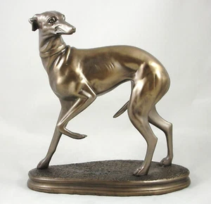Statua statuina frusta in piedi scultura bronzo resina cane ornamento NUOVO IN - Foto 1 di 4