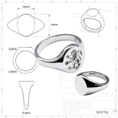 Scottish Rampant Lion Signet Ring Solid Silver 14x12mm 925 UK HM Men's Women's - Image 1 of 4