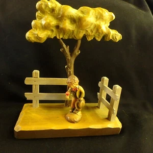 Anri "Boy With Flower" wood carving from Italy, 3" tall - Picture 1 of 3