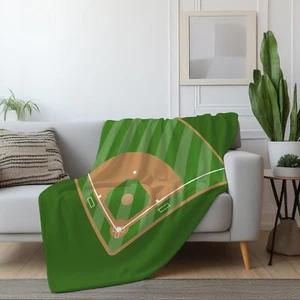 Sports Baseball Field Throw Blanket, Stadium Fleece Tapestry For Bedroom - Picture 1 of 5