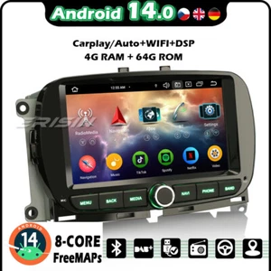 64GB Android 14 DAB+Autoradio Navi CarPlay GPS Wifi DSP Fiat 500 500C 500S 500E - Bild 1 von 16