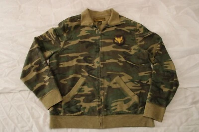 Chaqueta Sudadera Vintage Lucky Brand Industries L Cremallera Camuflada Emblema Militar Y2K Foto 1 de 4