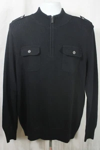 NEW APT. 9 Mens Black L/S 1/4 Zip Military Modern Fit Sweater Size Large - Picture 1 of 11