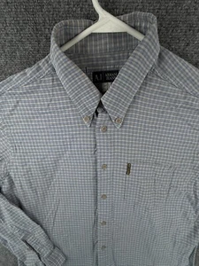 Armani Jeans Misura M2M Button Up Shirt Men Long Sleeve Blue Check Soft Large - Picture 1 of 18