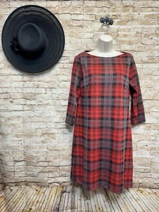 Vestido Tommy Hilfiger tejido manga 3/4 a cuadros negro y rojo para mujer 10 - Imagen 1 de 5