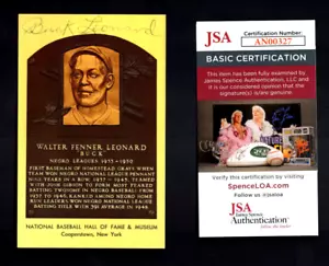 Buck Leonard Signed MLB Baseball Hall Of Fame-Autograph Plaque Postcard JSA Auto - Picture 1 of 3