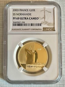 France 2003 SS Normandie 20 Euro Gold NGC PF69 ULTRA CAMEO SKU# 4582 - Picture 1 of 2