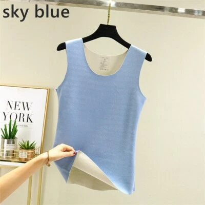 Women Fleece Lined Vest Camisole Tank Top Warm Sleeveless Undershirt Thermal Top - image 1 of 4