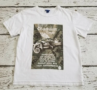 NAARTJIE KIDS 9 мальчиков белый зеленый хамелеон джунгли короткий рукав футболка XXXL EUC - Изображение 1 из 3