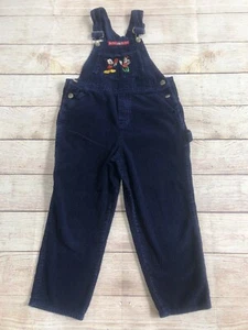 Mickey's Kids Size 6x Minnie Mouse Dark Blue Corduroy Overalls Disney VTG - Picture 1 of 9