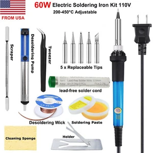 60W Adjustable Temperature Electric Soldering Iron Welding Rework Repair Tools - Picture 1 of 12