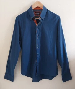 7 Camicie Navy Blue Long Sleeve Shirt Size S Good Condition - Picture 1 of 6