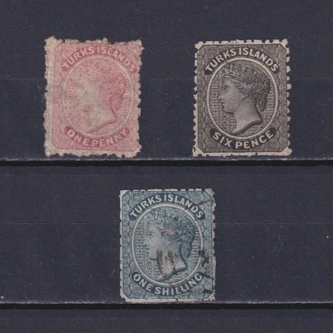 TURKS ISLANDS 1863, SG# 1-3, CV £260, No wmk, Used Cover