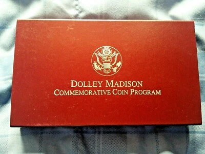 1999 DOLLEY MADISON COMMEMORATIVE 2 COIN SILVER SET "BOX - OUTER SLEEVE - COA" - Image 1 of 4