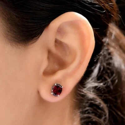 Pendiente de granate sólido 925 plata de ley corte ovalado granate diseñador ... - Imagen 1 de 3