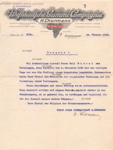 Congo Gummi Gesellschaft - Düsseldorf - 1923 - Testimonio histórico ~22x28cm - Imagen 1 de 1
