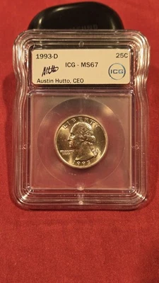 1993 -D 25c Washington Quarter ICG MS67 - Image 1 of 2