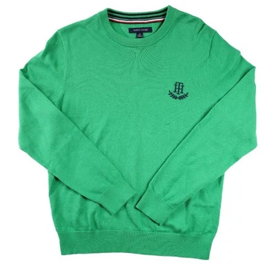Tommy Hilfiger Hombres Suéter S Pullover Manga Larga Algodón Cuello Redondo Verde NUEVO Foto 1 de 4