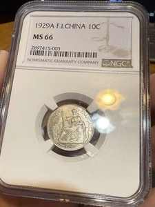 1929-A French Indo-China 10 Cents NGC MS66 Paris Mint - Picture 1 of 2